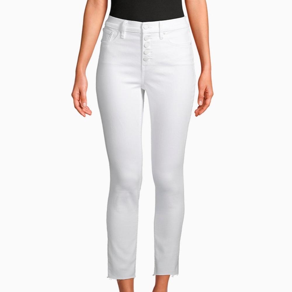 CK SKINNY HIGH RISE RAW-HEM DENIM ANKLE JEANS